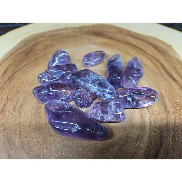 11Pcs Raw Natural Purple Amethyst Quartz Crystal Tumbled Healing Brazil .48lbs - Picture 1 of 8